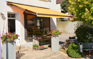 Reflexa Gelenkarmmarkise Terrasse orange