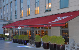 Beispiel Reflexa Gelenkarmmarkise aeria für Gastronomie