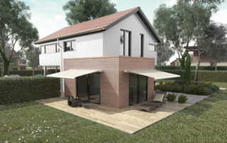 Reflexa Gelenkarmmarkise Jubilo Beispiel am Haus montiert